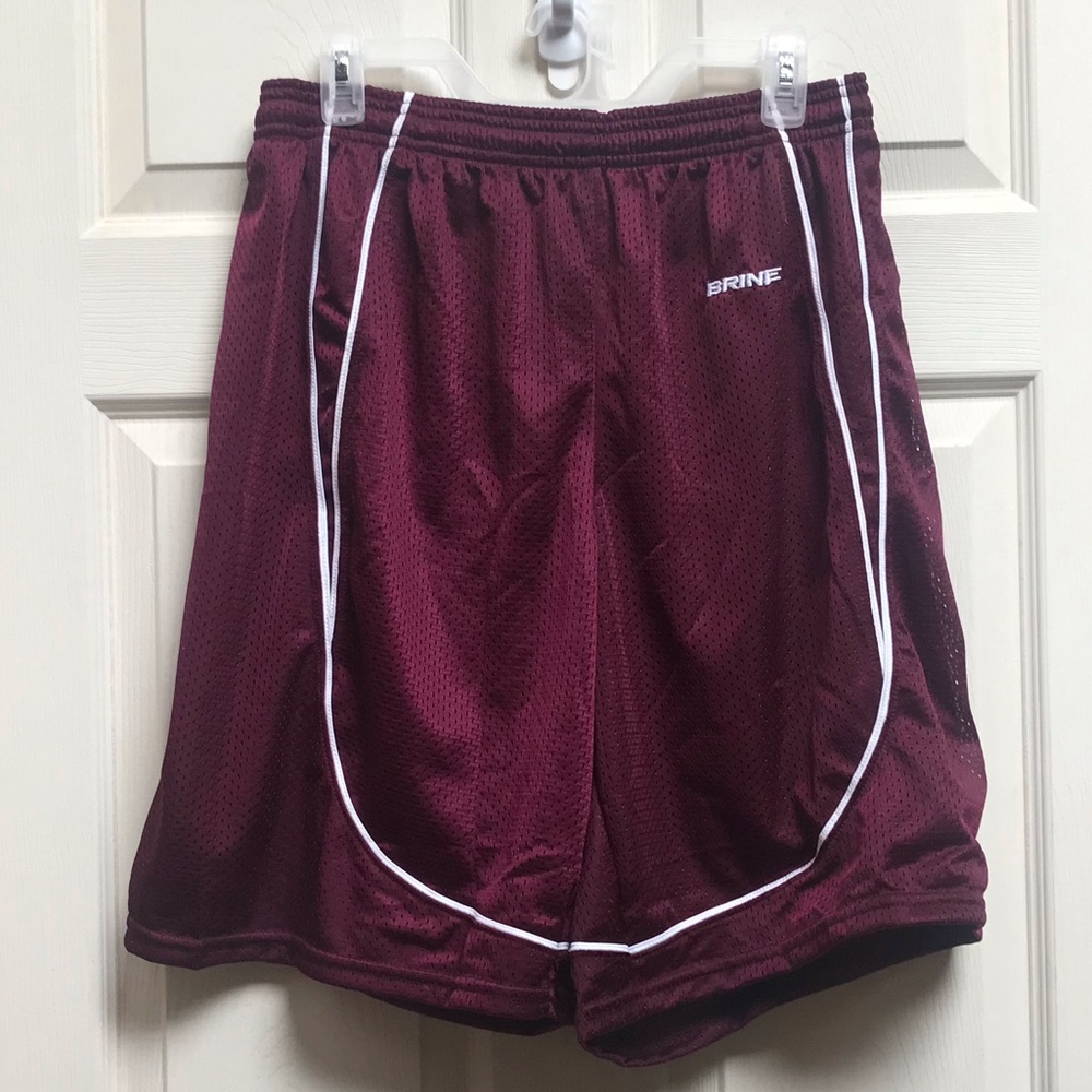 Brine maroon/ white striped athletic shorts